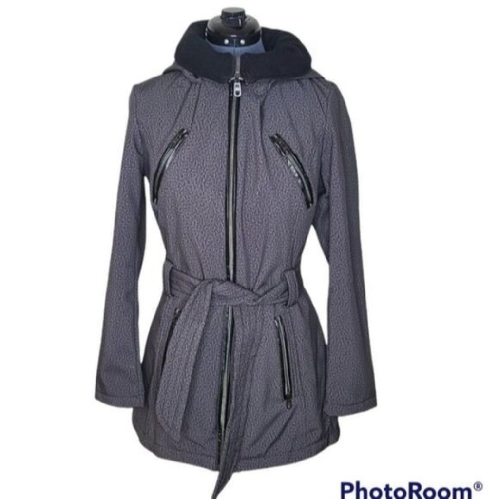 Steve Madden Grey Houndstooth Pattern Water Repellant Jacket Small